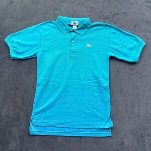 Vintage Izod Lacoste Polo Shirt Turquoise Blue Pique Knit Size 20 Made in USA